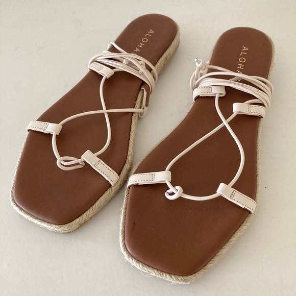 Free People Alohas Tribe Wrap Espadrille Sandals In White Sz 39